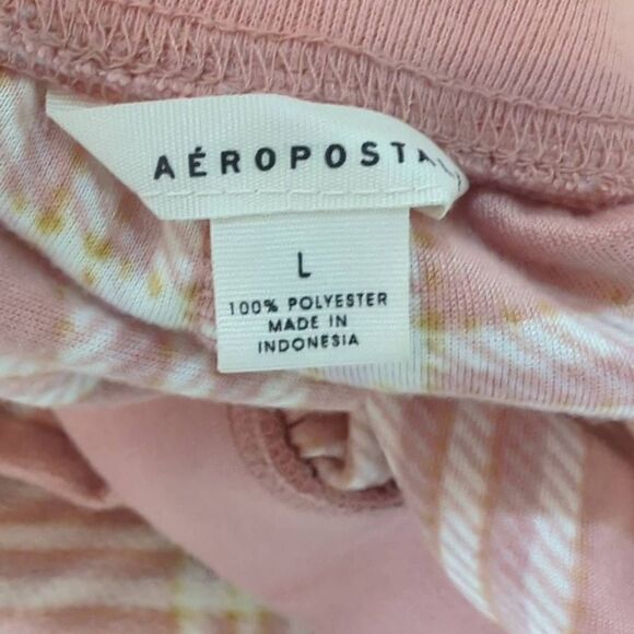 Aeropostale sweatpants women's large fleece style pink white drawstring soft - Picture 7 of 8